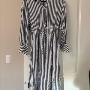 GAP Navy and White Striped Long Sleeve Dress